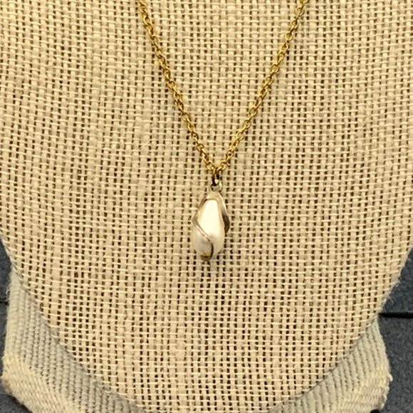 Pearl Teardrop Pendant Necklace As Is Gold Chain Silver Swirl Cage - Picture 2 of 5